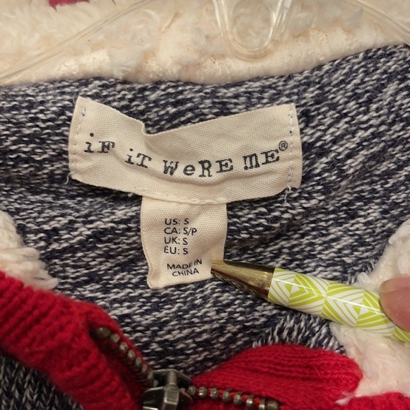 O:  If it were me anthropology Sherpa lined hood jacket Women’s size S Fair isle - Picture 3 of 5